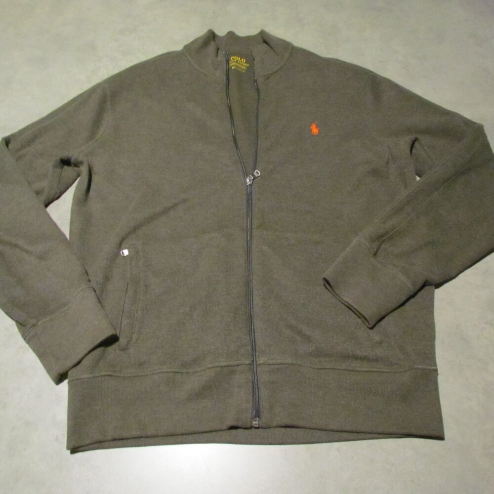 Polo Ralph Lauren Mens Medium sweater Full Zip Green Preppy Casual